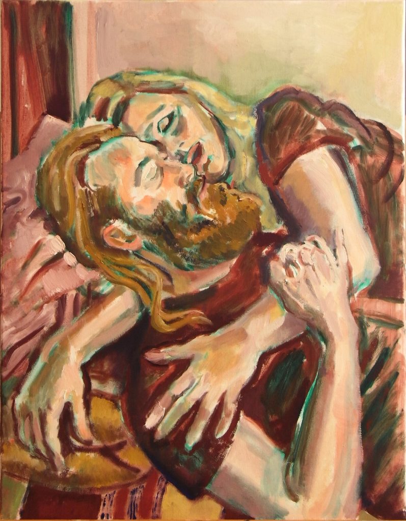 Painting of two people lying down